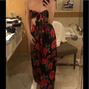 Red rose floral set top & pants